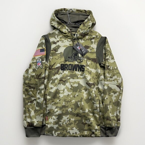 Cleveland Browns Nike 2021 Salute To Service Military Camo Hoodie Size S NEW - Picture 1 of 15